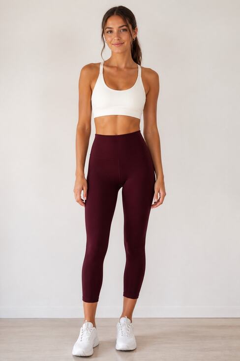 Lululemon Pants - Lululemon Burgundy High-Rise Crop Leggings Size 2